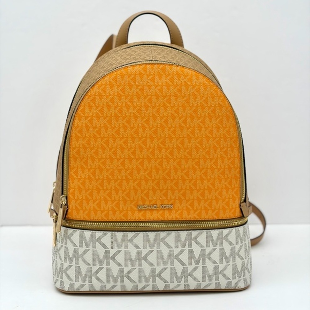 Michael Kors Rhea Medium Color-Block Signature Logo Backpack